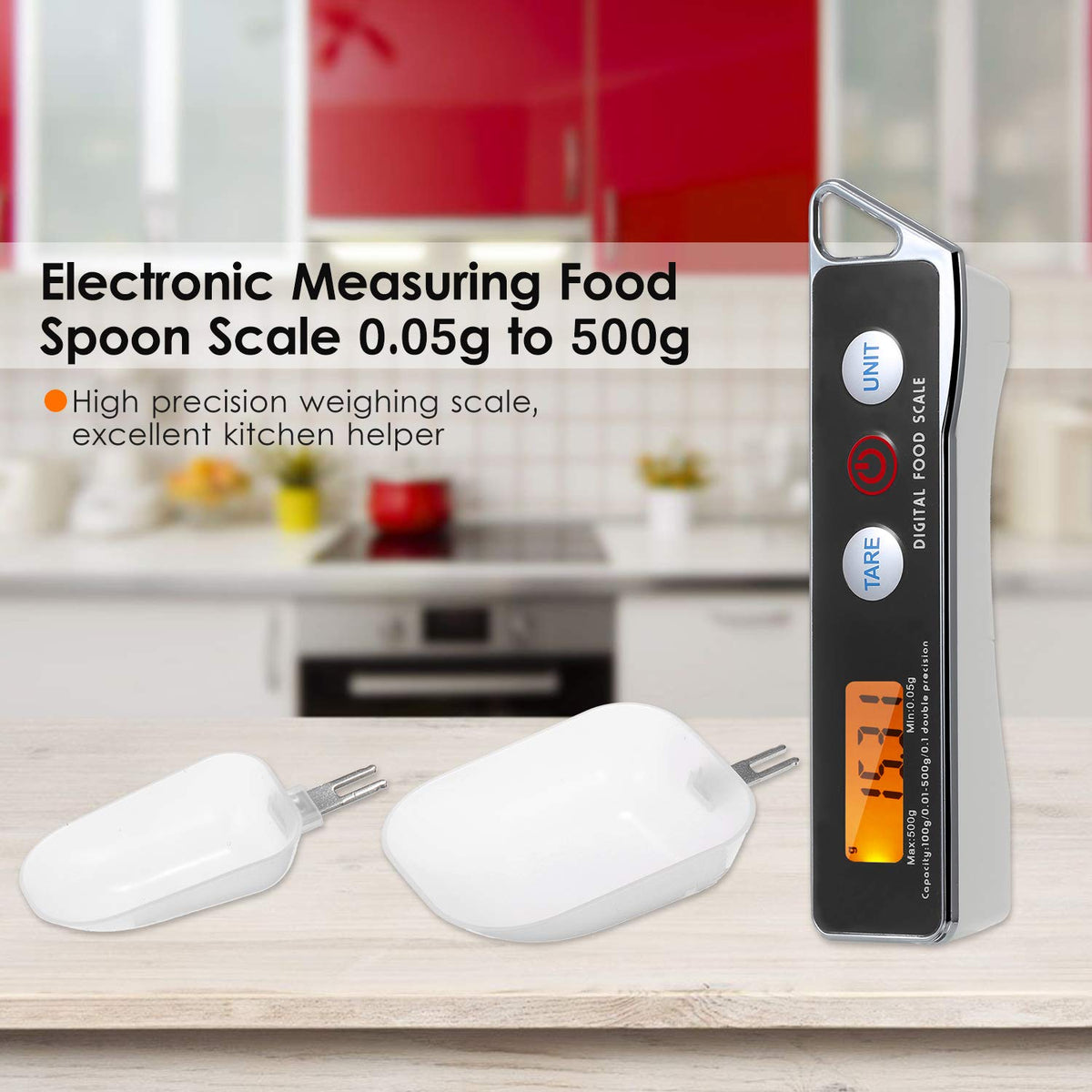 ERYUE Spoon Scale, Digital Spoon Scale Electronic Measuring Spoon Scale Household Kitchen Spoon Scale Food Scale with Tare Function Capacity 0.05g to 500g Support Unit g/oz/gn/ct/