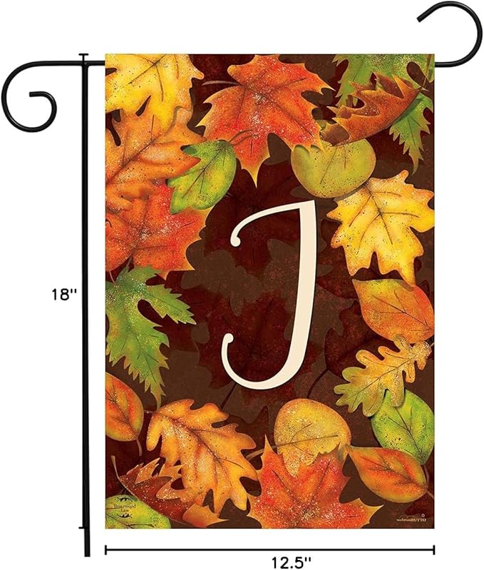 Briarwood Lane Fall Leaves Monogram Letter J Garden Flag