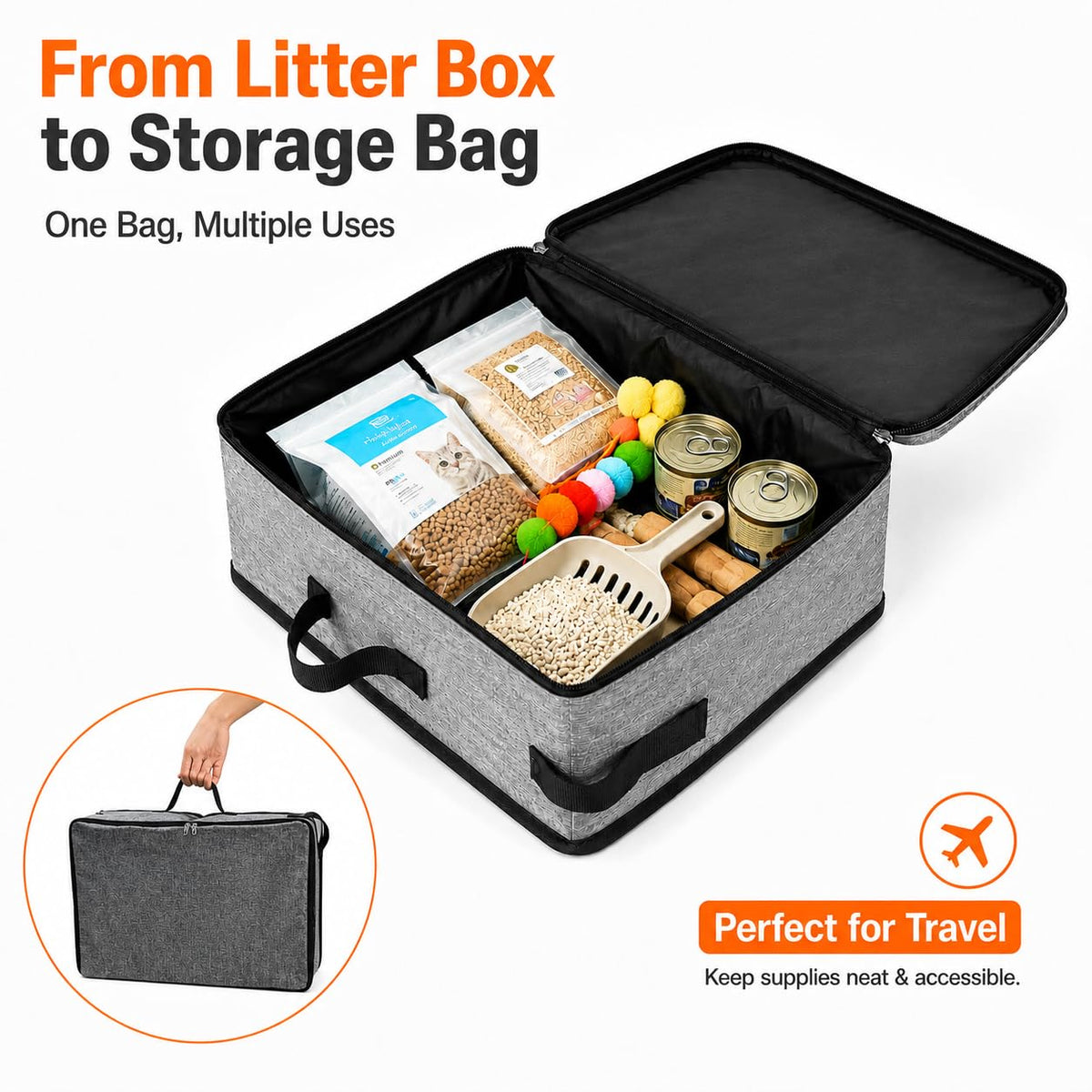 SZEE Travel Litter Box for Cats with Zipped Lid with 3 Pcs Liner Bags