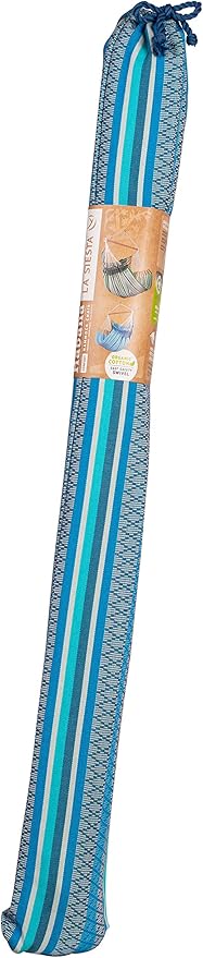 LA SIESTA Habana Hammock Chair, Indoor or Outdoor, Ideal for Sitting or Lying Down, Cotton Hammock, Patio, Swinging Chair, Boho, Max 355 Lbs, King, Azure