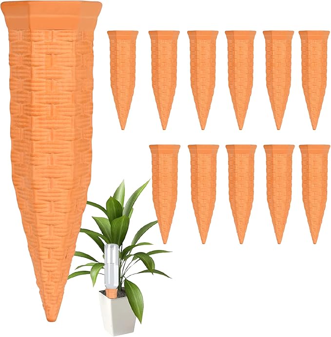 Plant Self Watering Stakes 12 Pack Terracotta Watering Spikes for Indoor and Outdoor Plants,Wine Bottle Plant Watering Devices, Automatic Plant Waterers for Vacation