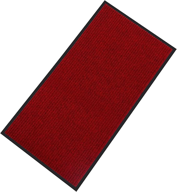 fani Heavy Duty Large Outdoor Indoor Entrance Black Doormat Waterproof Low Profile Entrance Rug Front Door Mat Patio Anti-Skid Rubber Back, 35x72 inch (Red)