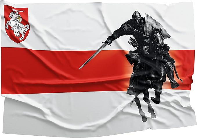 Belarus Knight Flag 3x5 Feet – Resistance Symbol with Knight On Horseback, Brass Grommets for Protests and Solidarity, Lightweight and Easy to Hang on Flagpoles, Built to Withstand Outdoor Conditions
