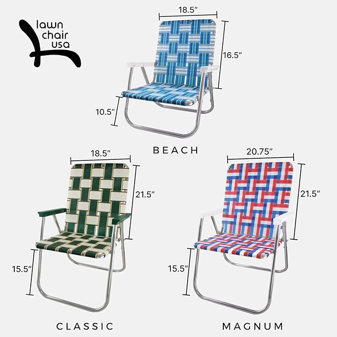 Lawn Chair USA Folding Aluminum Outdoor Patio Lawn Chair | Heavy-Duty Webbed Chairs for Camping, Sports, Beach, Yard & Tailgating | Lightweight Portable | Classic - Christmas Theme