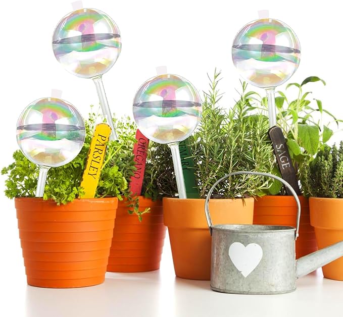13 oz Up 2 Weeks Large Plant Watering Globes - Self Watering Bulbs for Indoor & Outdoor Plants, Glass Water Globes, Slow Watering for Plants While Away, Self Watering Planter Insert 4 Pack