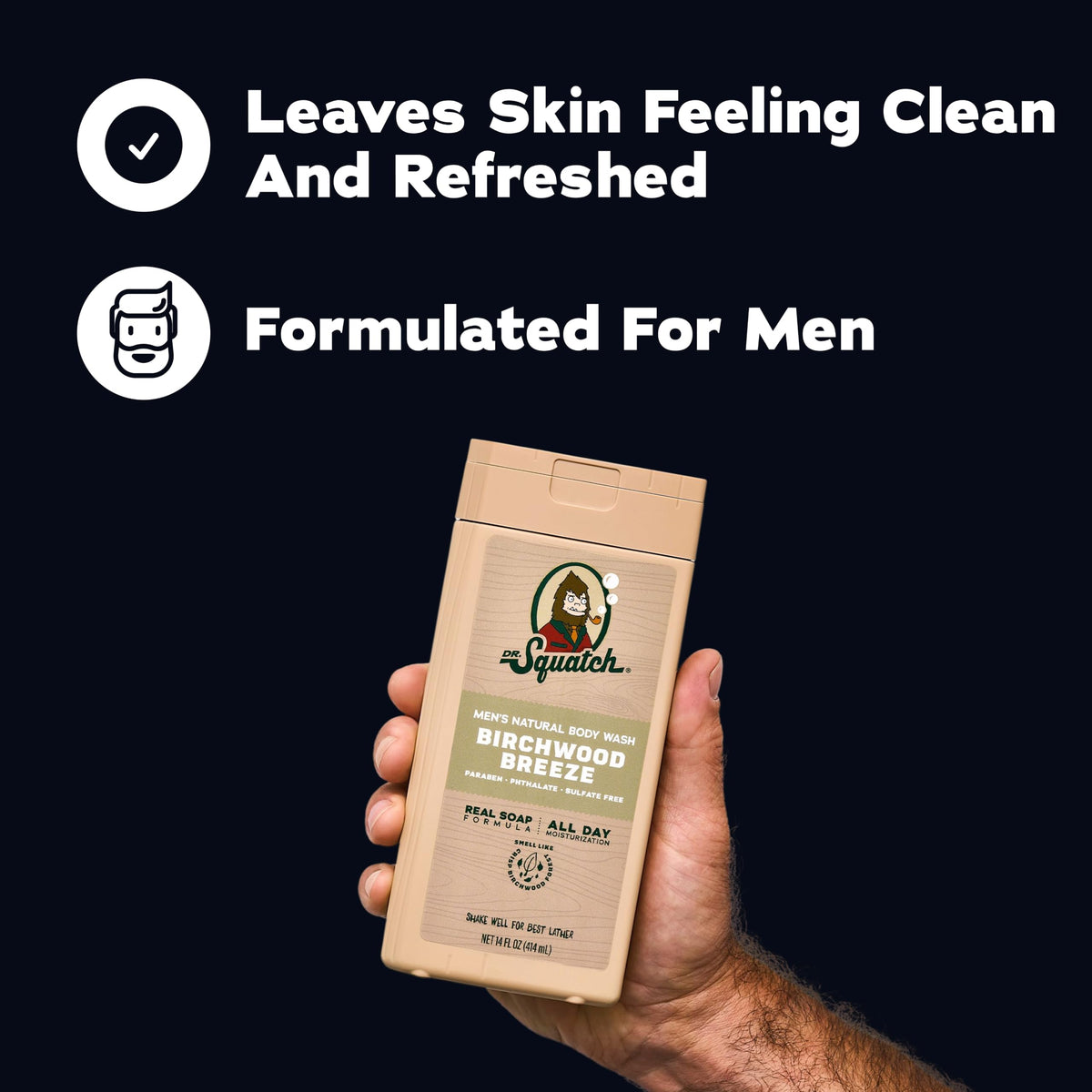 Dr. Squatch Natural Men's Body Wash, Moisturizing Shower Gel (14oz, 2-Pack)