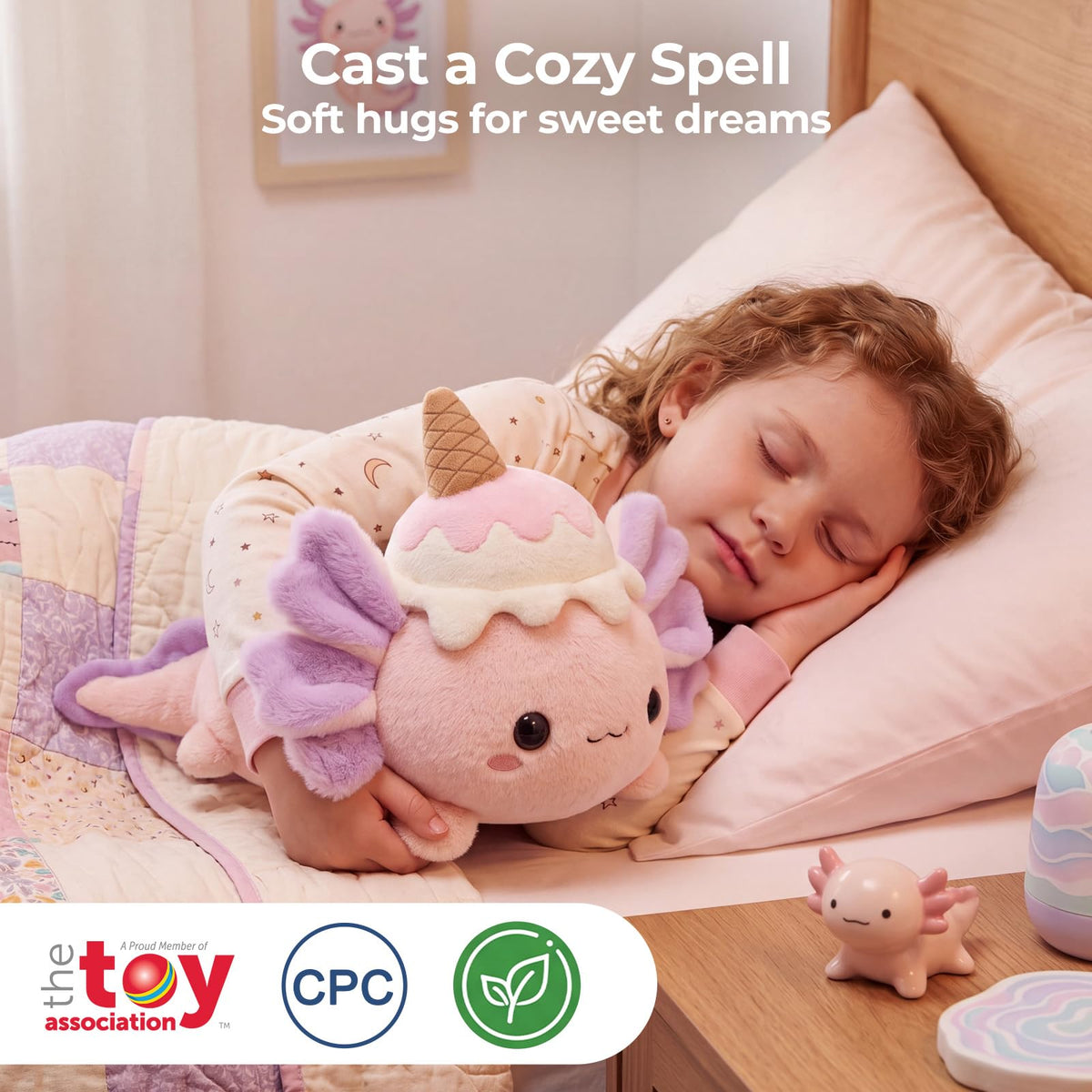 Mewaii Ice Cream Axolotl Plush Pillow, Squishy & Huggable Plushies, 13 in