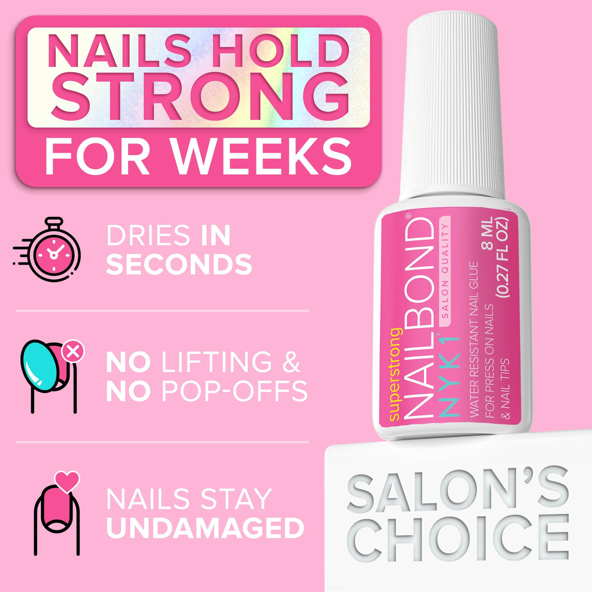 NYK1 Super Strong Nail Glue for Press On Nails, Nail Tips & Acrylics | 8ml