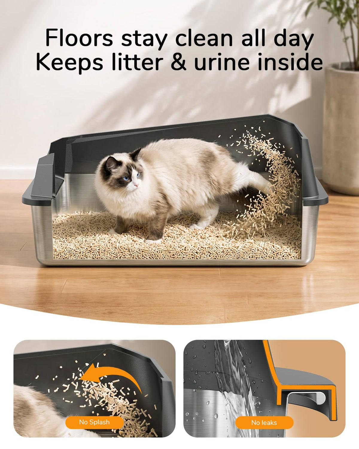 JINXUANTANG XL Cat Litter Box: High-Sided Anti-Urine Leakage for Big Cats