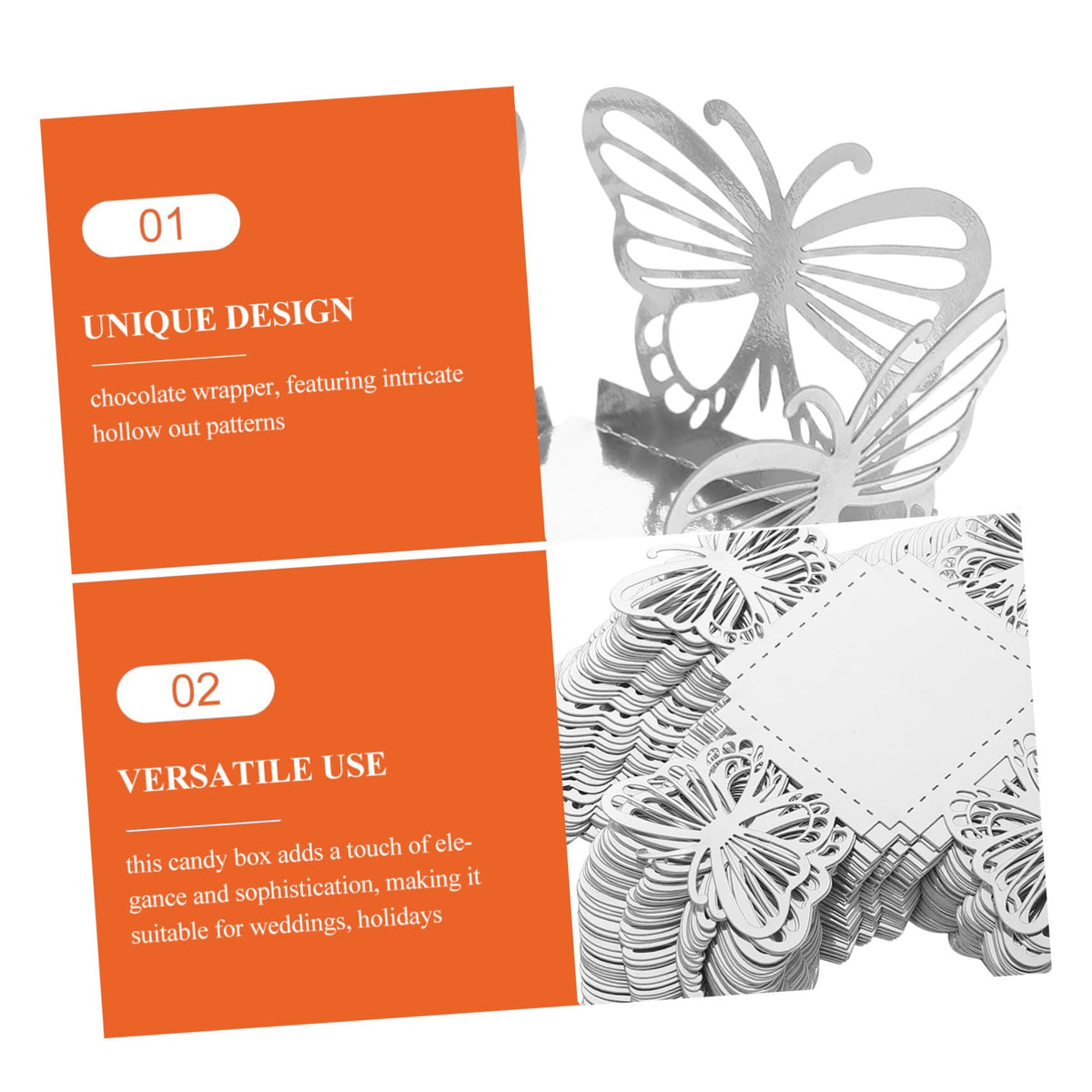 PRETYZOOM 50pcs Butterfly Paper Candy Boxes Hollow-Out Truffle Wrappers for Weddings Birthdays Baby Showers Decorative Chocolate Packaging for Party