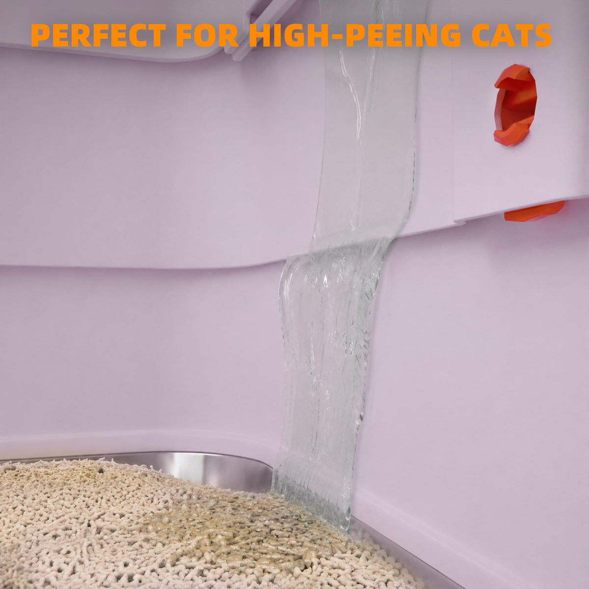 4-in-1 Stainless Steel Cat Litter Box with Flip Lid and High Sides, Lilac