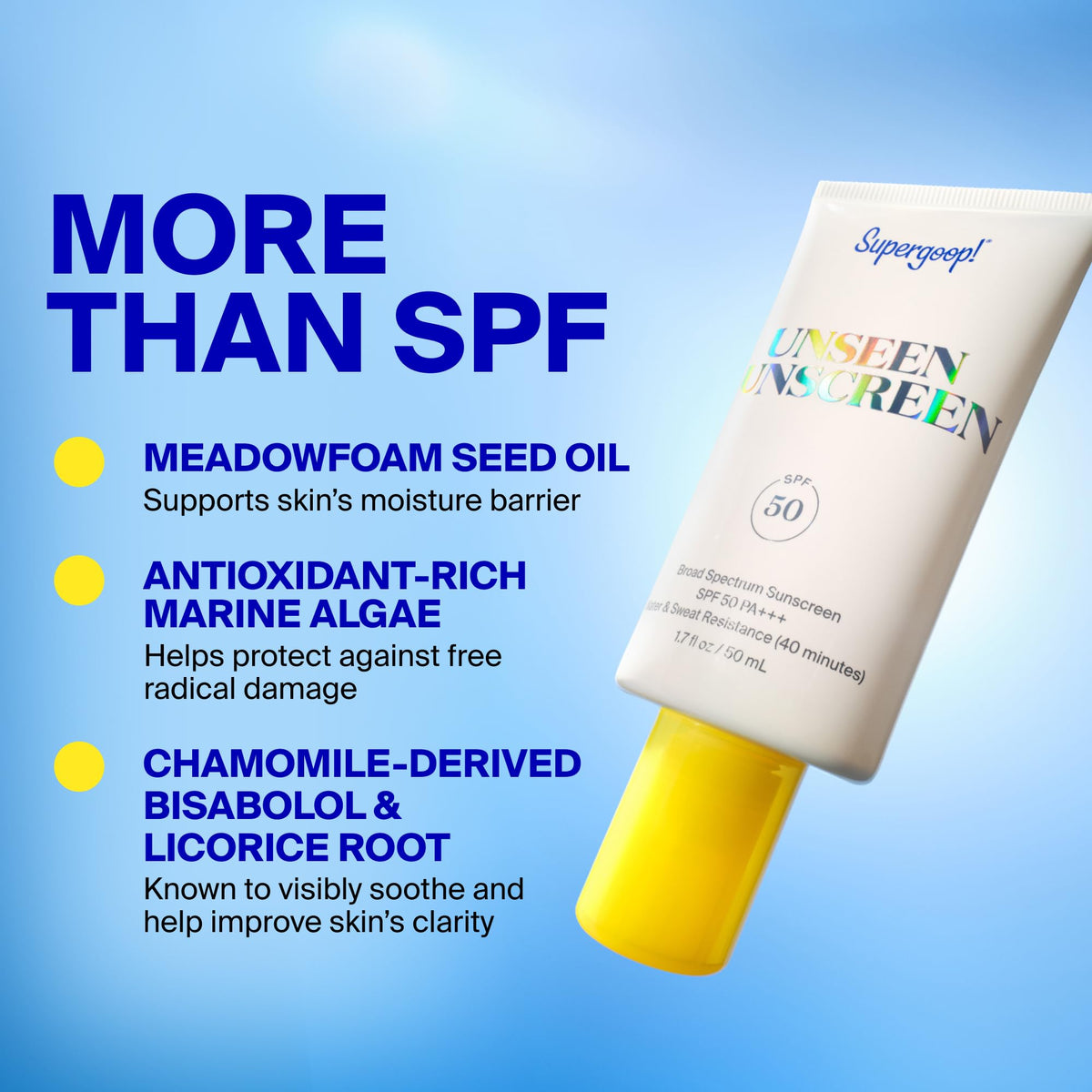 Supergoop! Unseen Sunscreen for Face, SPF 50 Clear & Invisible, 1.7oz