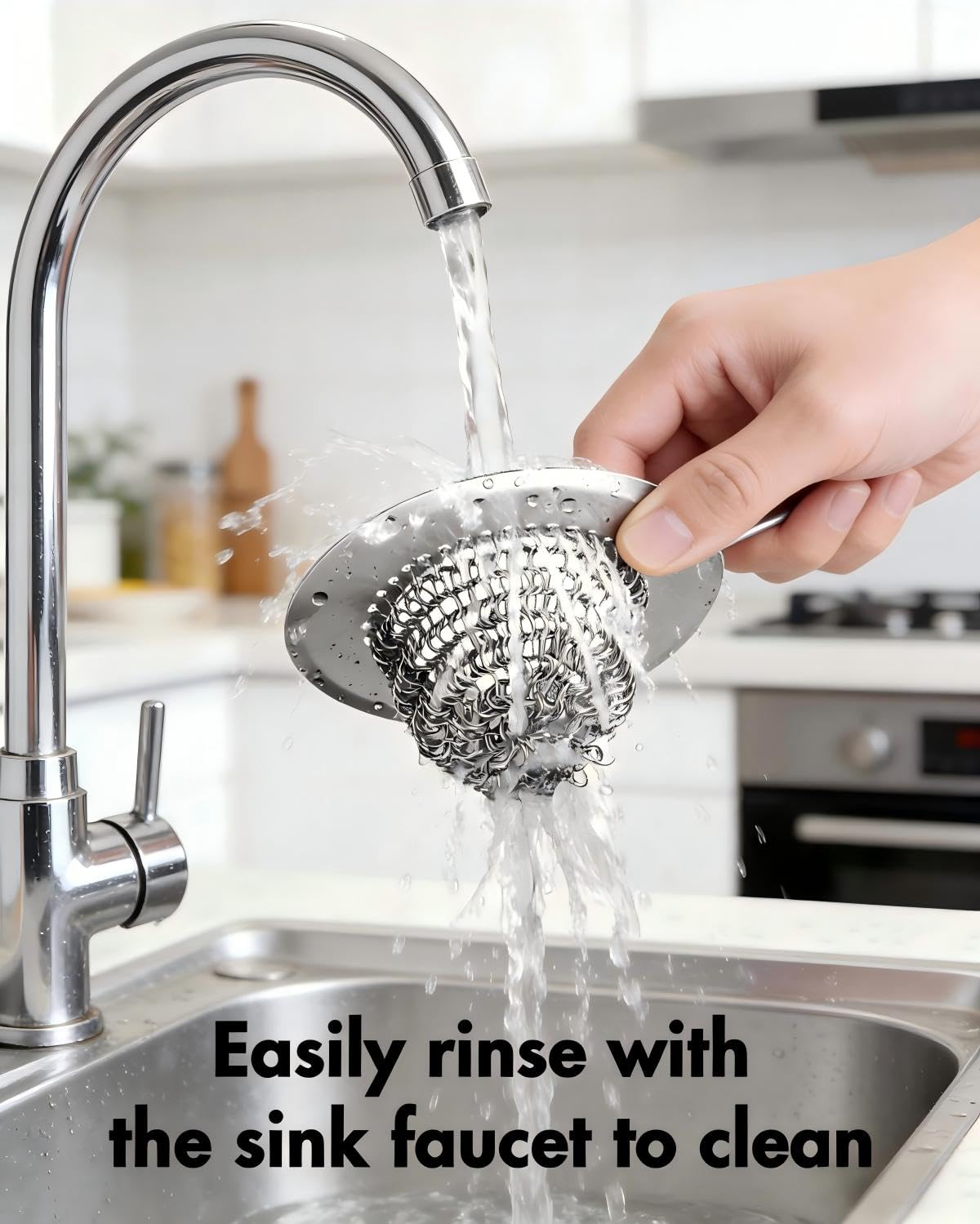 Kitchen Sink Drain Strainer, Flip-Clean Mesh Basket with Anti-Slip Ring