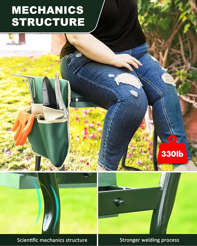 KVR Garden Bench for Kneeling and Sitting Foldable Garden Kneeler and Seat Heavy Duty,Gardner Gifts Ideas for Women Mom Grandma