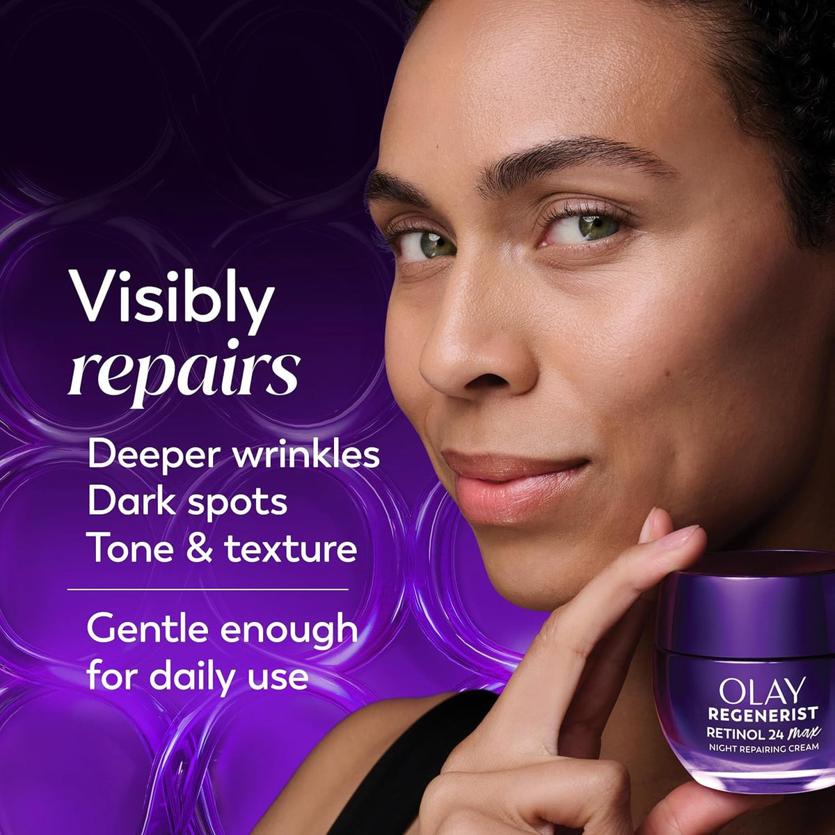 Olay Retinol Night Cream for Women, MAX, Anti-Aging Face Moisturizer, Fragrance-Free, Non Greasy - Anti-Wrinkle, Smooth Fine Lines, Hydrating Skin Care - Triple Collagen Cream, Niacinamide, 1.7oz