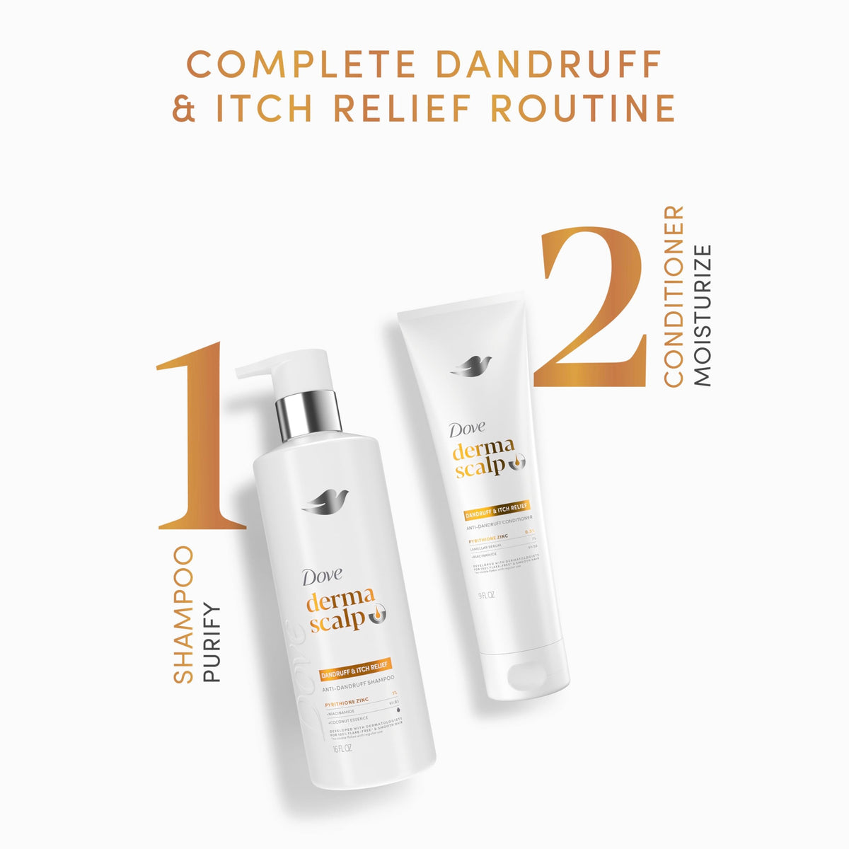Dove Derma Scalp Dandruff & Itch Relief Shampoo, Pyrithione Zinc, 16 Fl oz