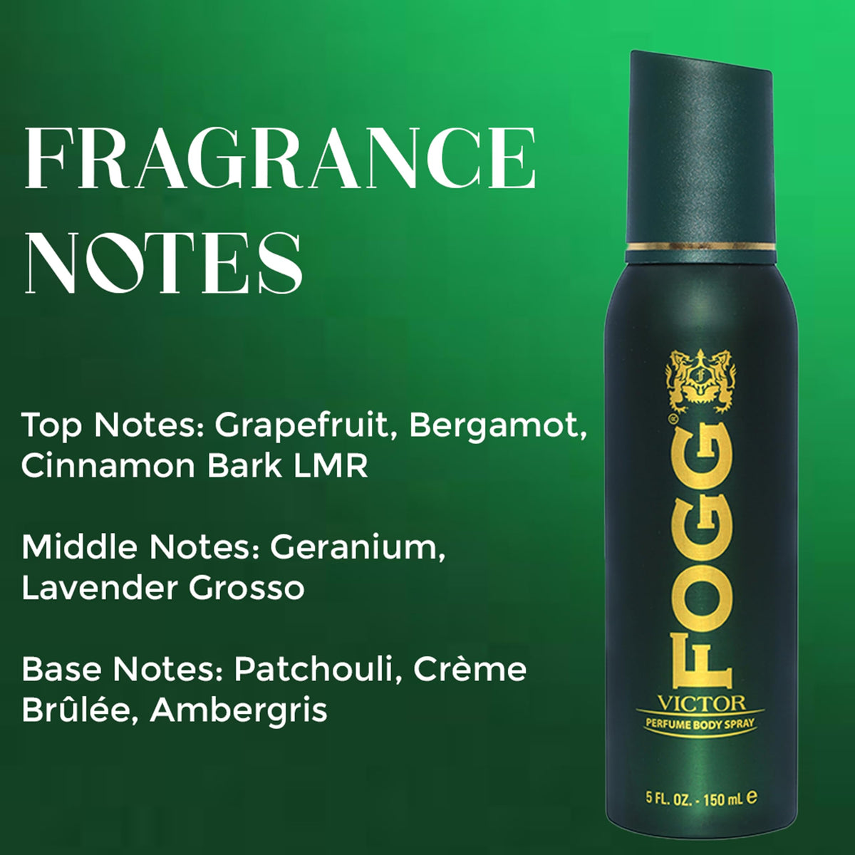 Victor by Fogg - Mens Body Spray - Fresh Spicy Woody Fragrance Body Spray - Top Notes of Grapefruit, Bergamot, Patchouli, and Cinnamon - 5 oz