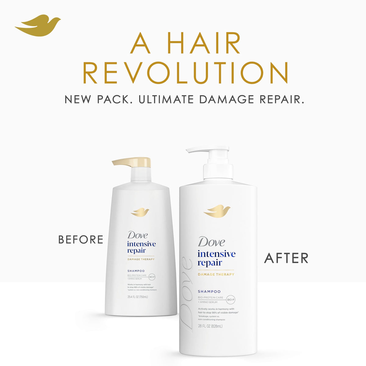 Dove Shampoo Intensive Repair for Damaged Hair with Bio-Protein, 28 Fl Oz