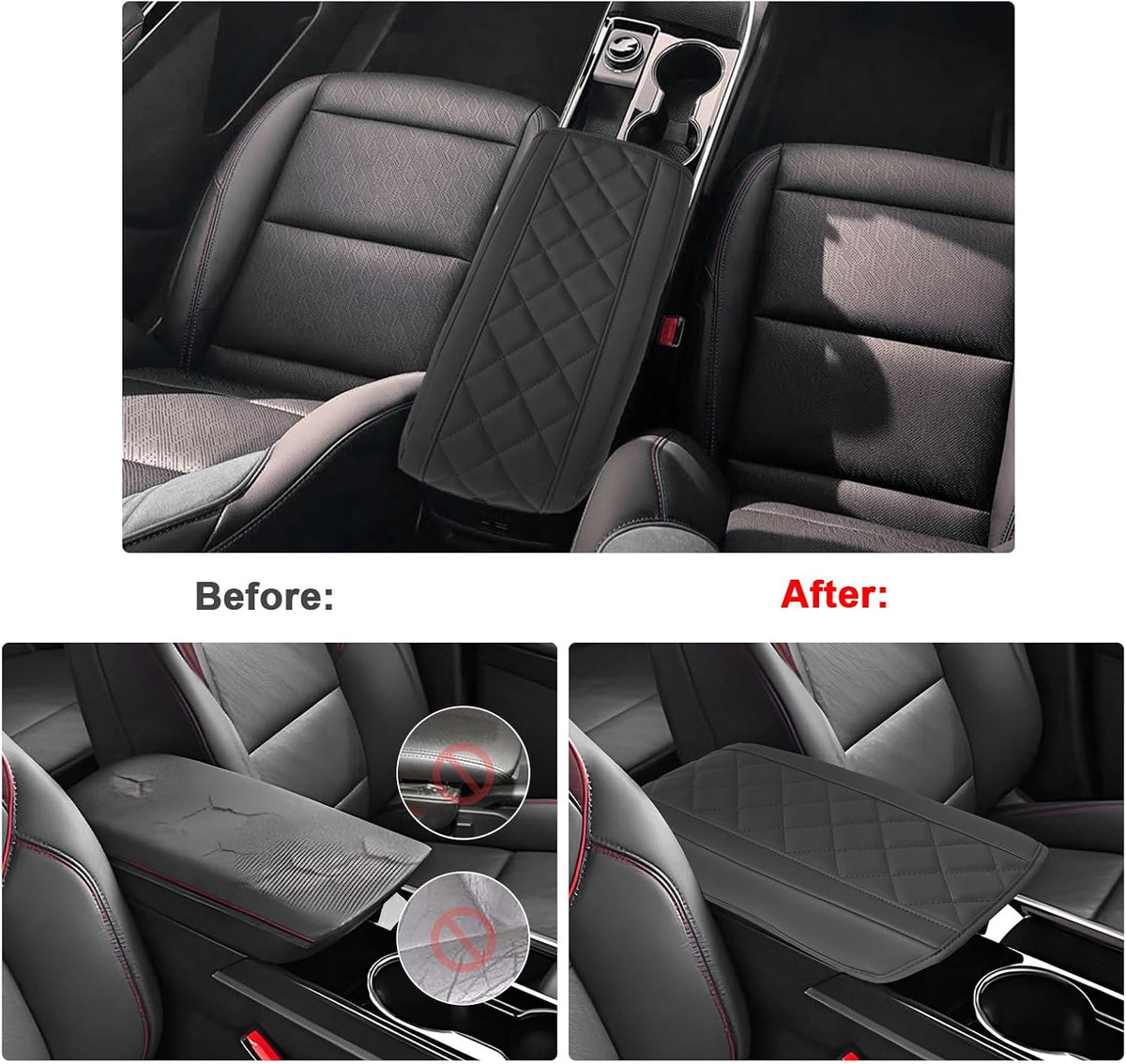 SXCY for 2025 Chevy Equinox Accessories Armrest Cover for Equinox 2025 Accessories 2025 Equinox Center Console Cover 2025 Equinox Middle Console Cover (Thin Cover Rhombus Style)