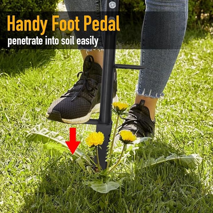 Colwelt Weed Remover Tool 39’’, Weed Puller Root Remover with Thick Steel Claw, Long Handled Weeding Tool with Easy Foot Ejector, Stand Up Garden Weeder Tool for Lawn Grass Dandelion Removal