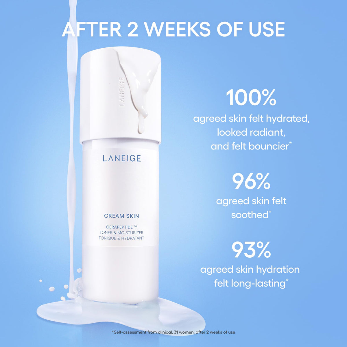 LANEIGE Cream Skin Face Hydrating Milky Toner: Lightweight Refillable Korean Toner & Moisturizer with Ceramides & Peptides for Soothing Hydration & Barrier Support | Korean Skin Care, 170 ml