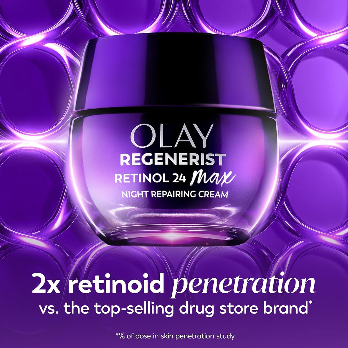 Olay Retinol Night Cream for Women, MAX, Anti-Aging Face Moisturizer, Fragrance-Free, Non Greasy - Anti-Wrinkle, Smooth Fine Lines, Hydrating Skin Care - Triple Collagen Cream, Niacinamide, 1.7oz