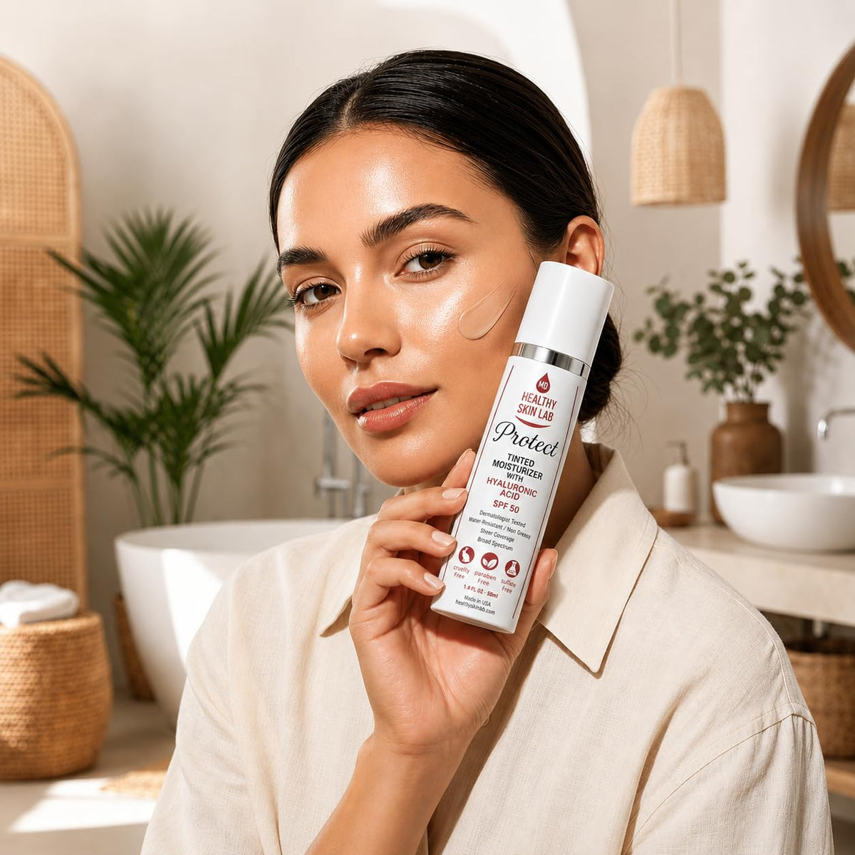 Healthy Skin Lab Protect Tinted Moisturizer SPF 50, Sheer Universal Tint, Lightweight Hydrating Mineral Sunscreen for Face, Hyaluronic Acid, Broad-Spectrum Daily SPF, Dermatologist-Tested, 1.8 oz