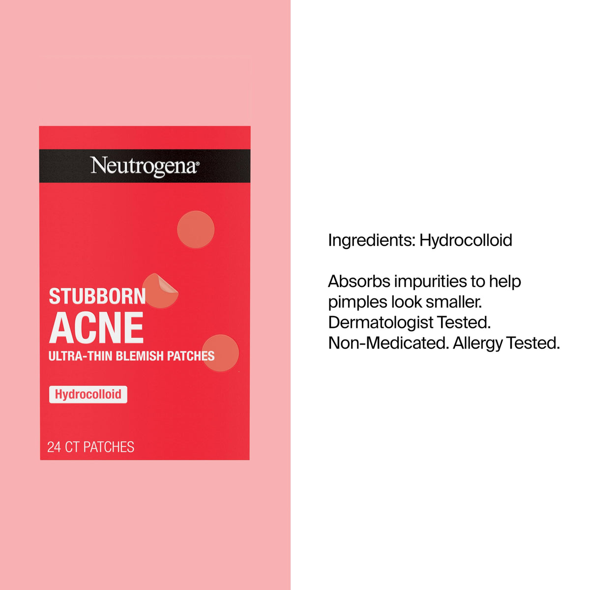Neutrogena Stubborn Acne Patches, Ultra-Thin Pimple Patches, 24 Ct