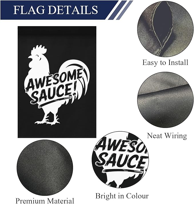 Awesome Sauce Rooster Garden Flag Art Banners House