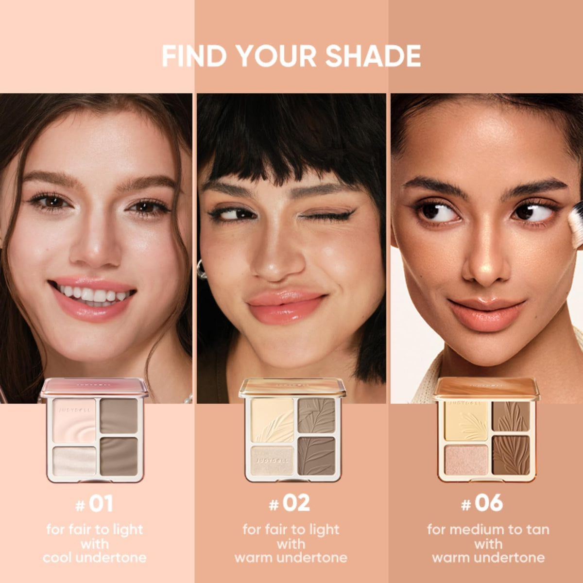 JUDYDOLL Contour Palette Highlighter Makeup Korean Makeup (01 Wave)