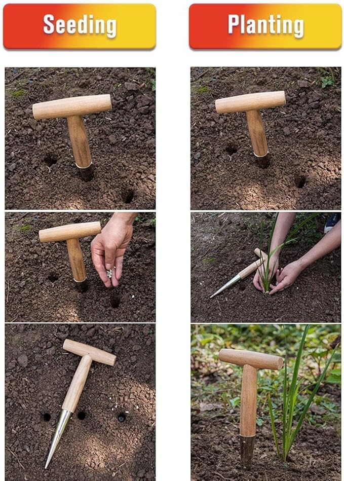 Gardtech Garden Tool Set, Made by Real Ash Wood Handle and Thicken Stainless Steel- 3 Pcs Including Garden Hand Trowel, Transplant, Cultivator-Gardening Gifts for Gardener