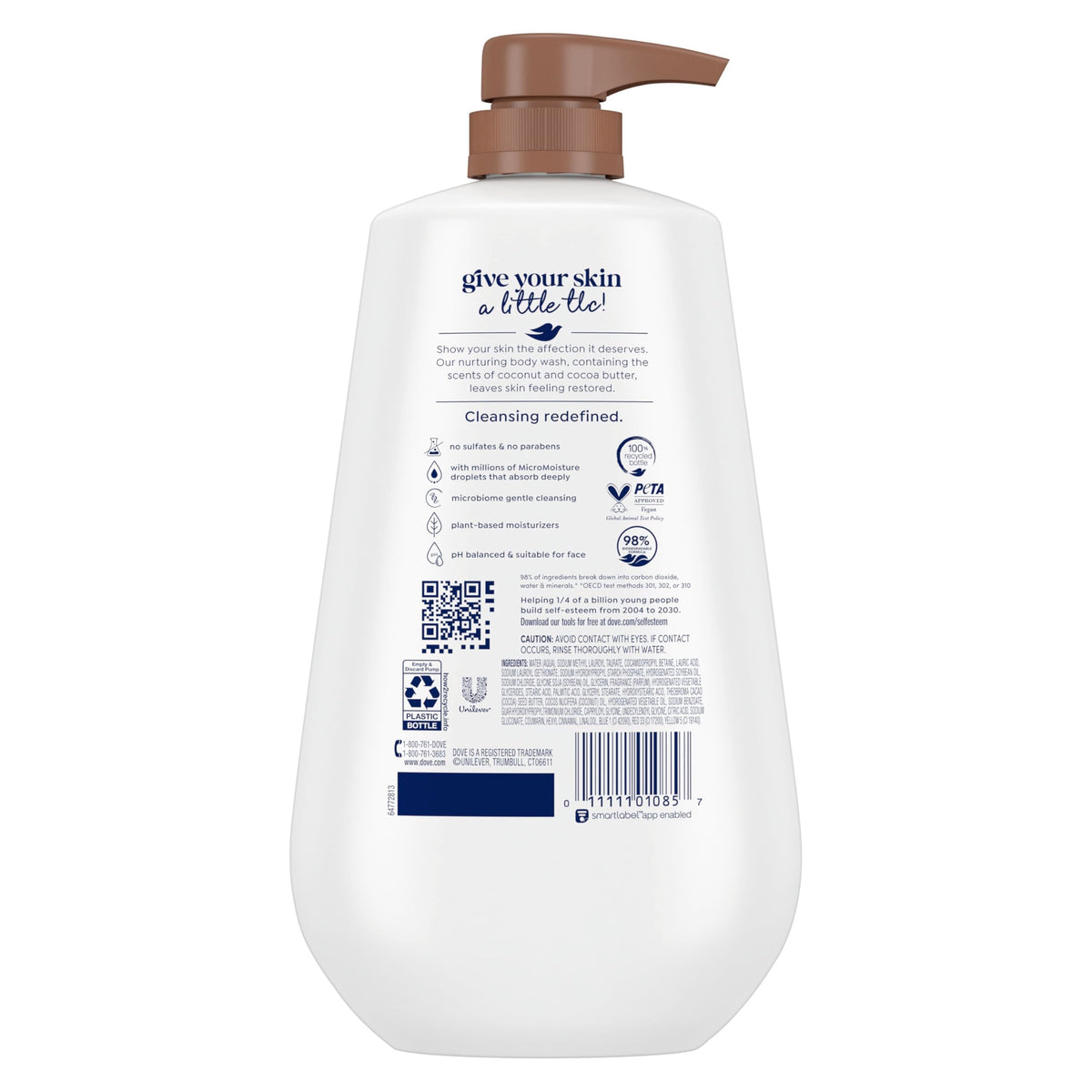 Dove Body Wash Restore Coconut & Cocoa Butter 30.6 oz Pump, Sulfate Free