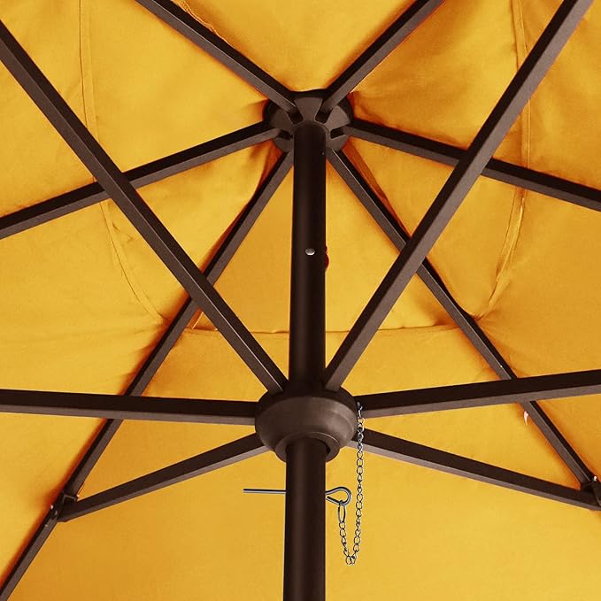 EliteShade USA 10-Year-Non-Fading 6.5x10Ft Rectangular Market Umbrella Patio Umbrella Outdoor Table Umbrella with Ventilation, Sunflower Yellow
