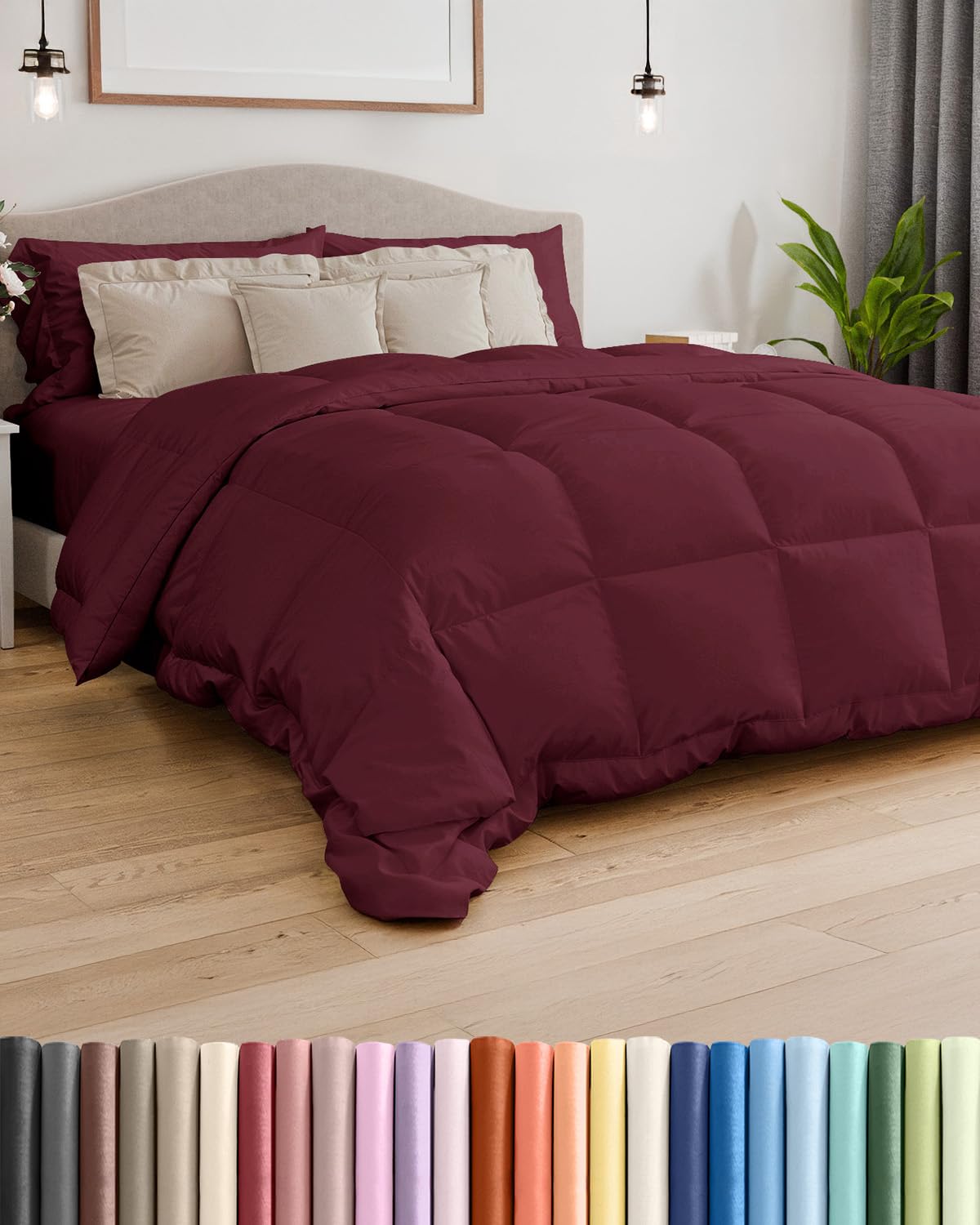 Comforter Cal King - Down Alternative Duvet Insert, Burgundy, 102" x 96"