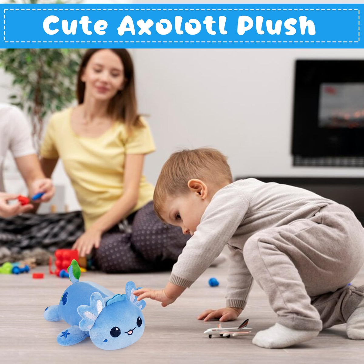 Axolotl Plush Toy, 8inch Kawaii Cute Blueberry Axolotl Stuffed Animal