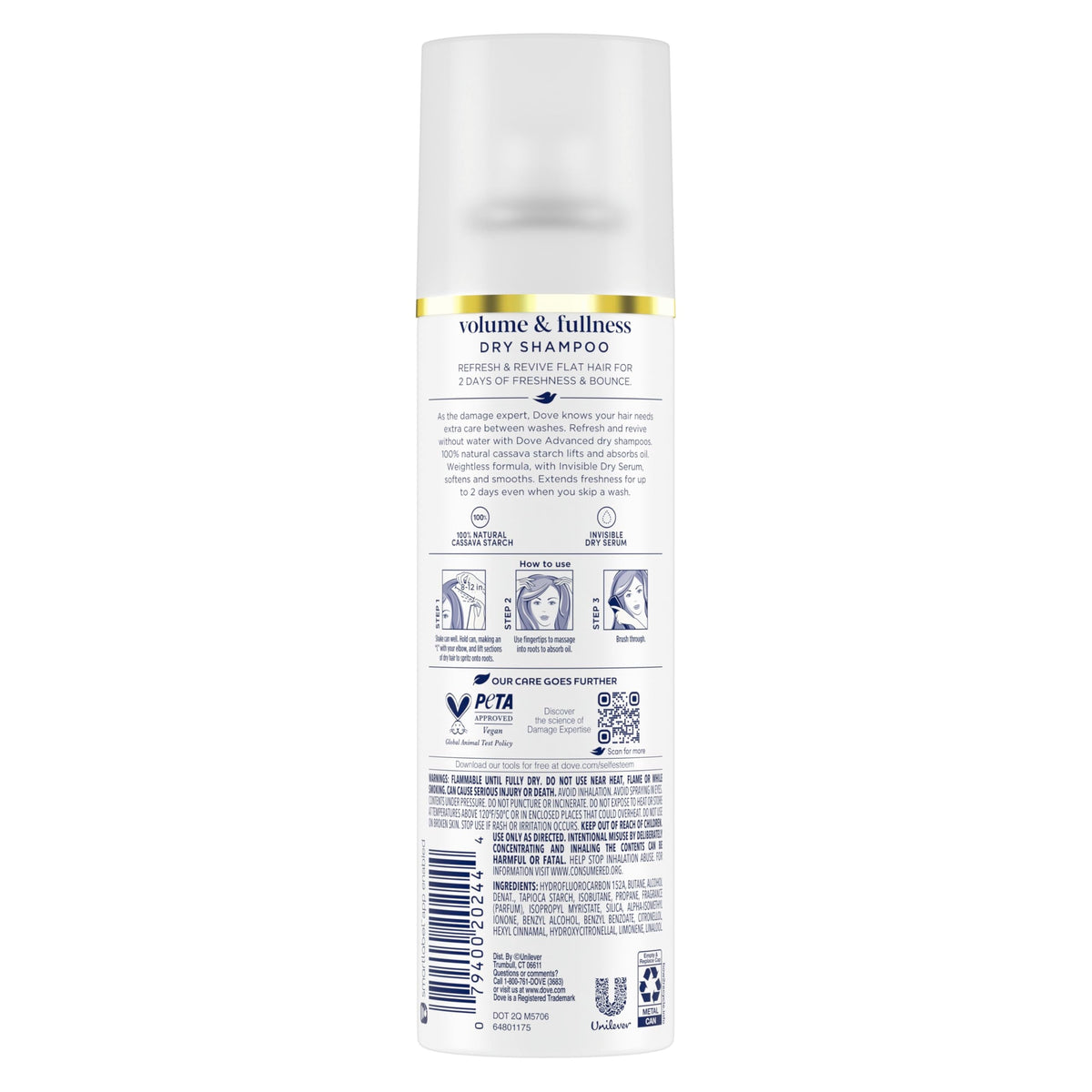 Dove Dry Shampoo Spray, Hair Volume & Fullness, Absorbs Oil, 5 oz (2-Pack)