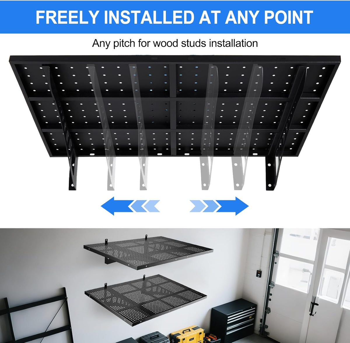 2-Pack 2x3ft Heavy Duty Garage Wall Shelving Garage Storage Rack Bike Wall Shelving Rack 560lbs Load Capacity