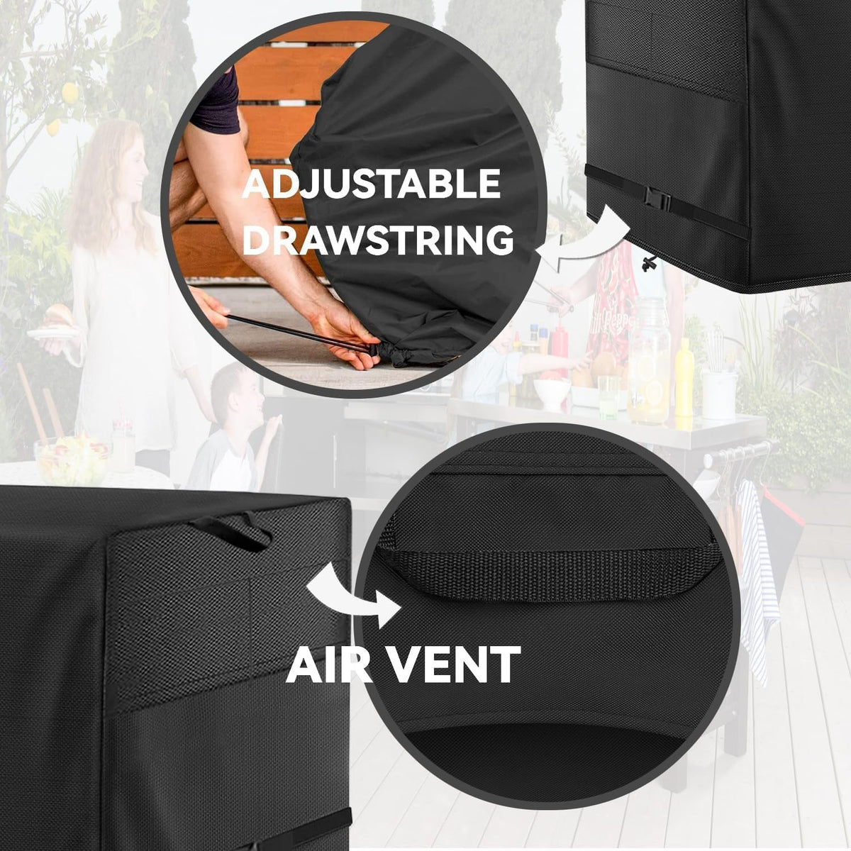 Patio Coffee Table Cover Black Heavy Duty Waterproof Cover 48" L x 26" W x 18" H for Rectangular Coffee Table
