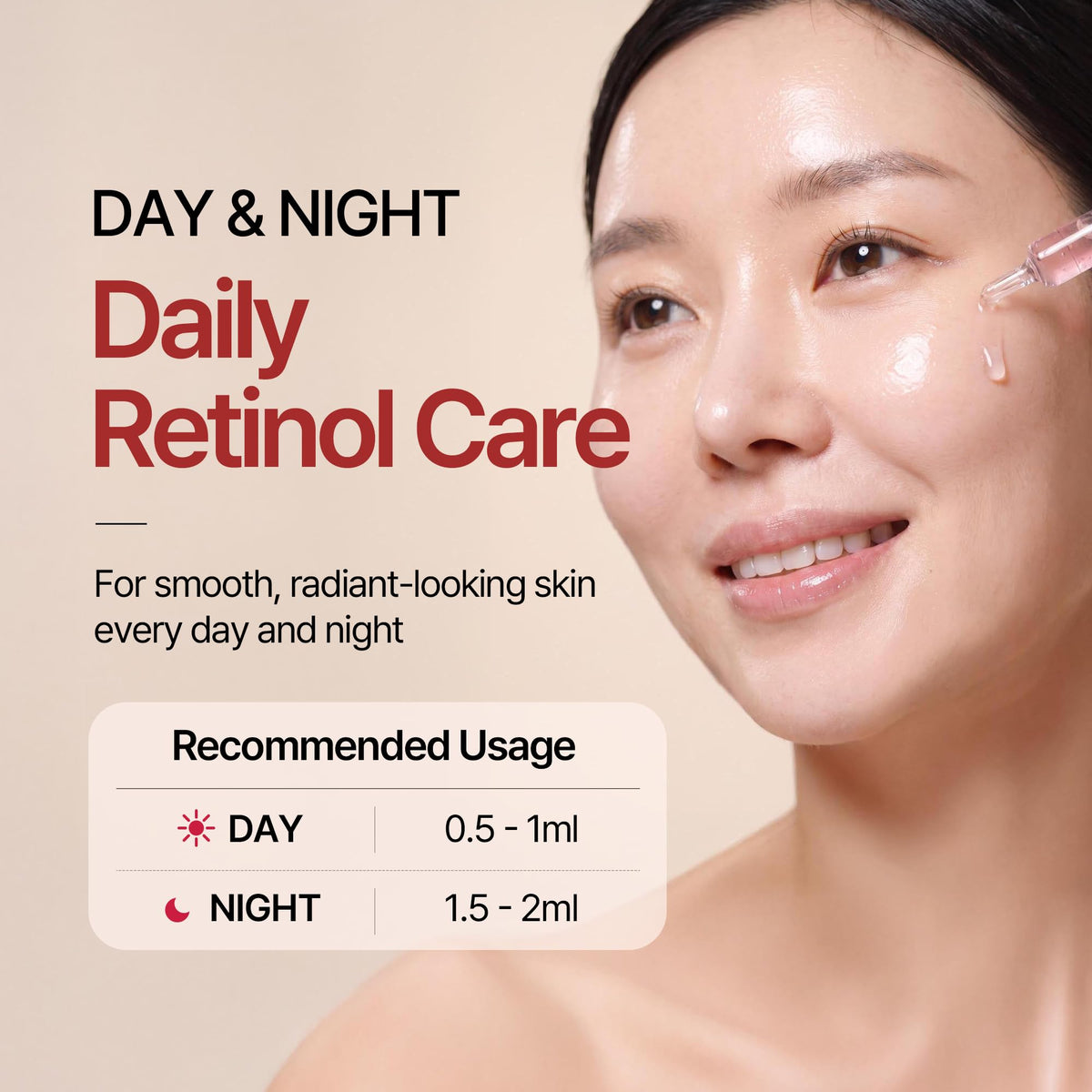 AIDA Retinol Capsule Ampoule, Korean Retinol Face Serum with Collagen & Ceramide, Firming, Hydrating & Glow Boosting Facial Serum for Daily Retinol Care, Korean Skin Care, 1.69 fl oz (30ml)