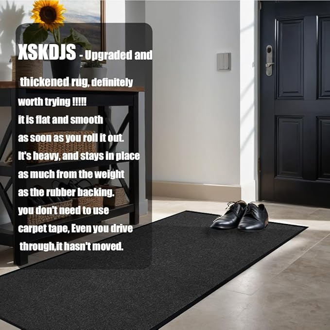 Commercial Grade Entrance Mat 4x6Ft Brush Step Entrance Rug with Striped Pattern&Rubber Border Indoor Outdoor Low Profile Rubber Entry Carpet Mat for Hallway,Home,High Traffic Area