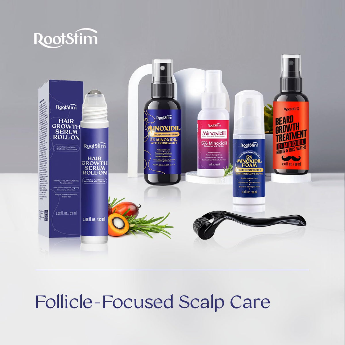 RootStim Hair Growth Serum Roll On with Rosemary, Caffeine & Biotin, Helps Support Fuller-Looking Hair, Clean Non-Greasy Scalp Serum for Thinning Hair 1.08 Fl Oz