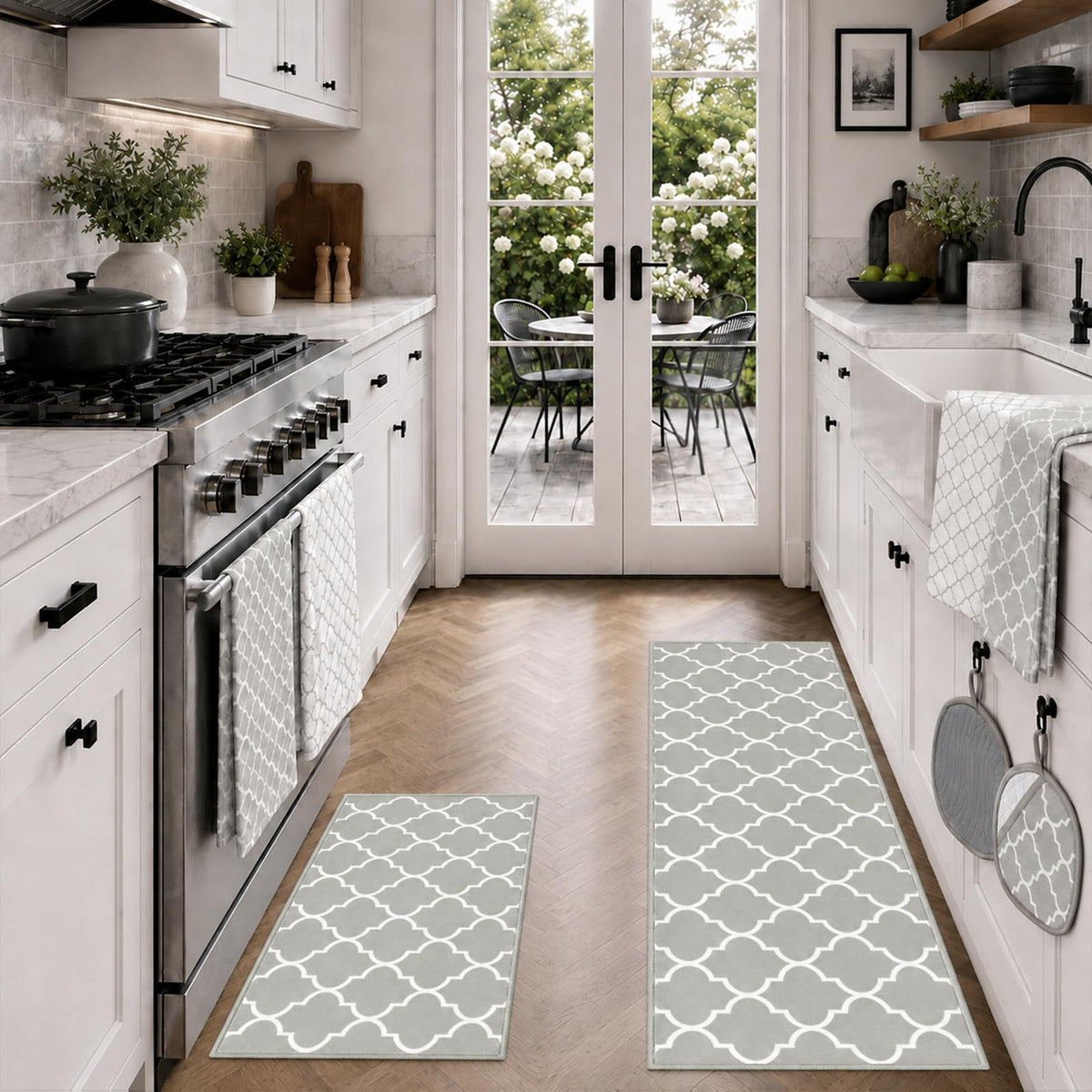 10 Pcs Gray Kitchen Decor and Accessories Set, Modern Geometric Style