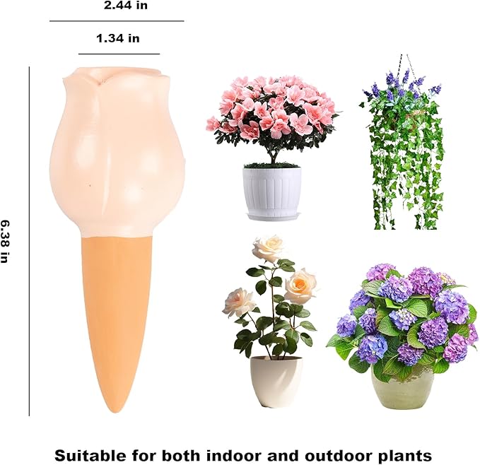 4-Pack Terracotta Self-Watering Spikes,Self Watering Planter Insert,Plant Watering Spikes,Plant Watering Globes,Automatic Slow Release Irrigation for Indoor and Outdoor Plants