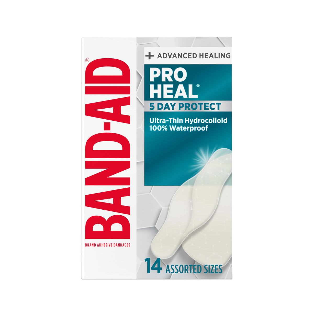 BAND-AID Brand Pro Heal 5 Day Protect Hydrocolloid Bandages, Assorted, 14ct