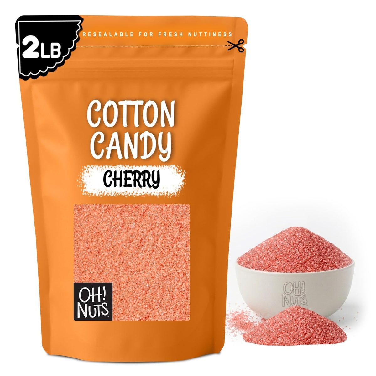 Oh! Nuts Cotton Candy Sugar Floss - Cherry Flavor - Bulk - 2 LB Bag