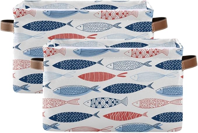 Fish Rectangular Storage Basket Organizer Bin Shelf Baskets For Clothes Gifts For Home Office Dorm