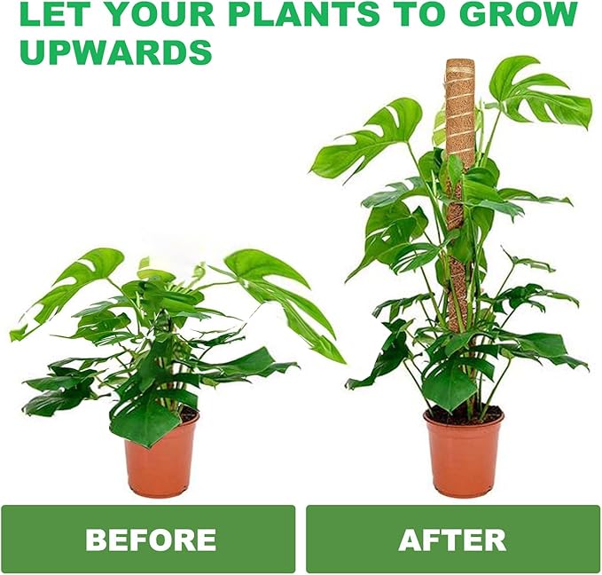 Moss Pole, 4 Pack 15Inch Monstera Plant Support Stackable Moss Poles for Plants, Moss Sticks with 15pcs Labels and 78in Garden Ties,Monstera Plant Stake for Climbing Plants,Can Stacked Up to 42”