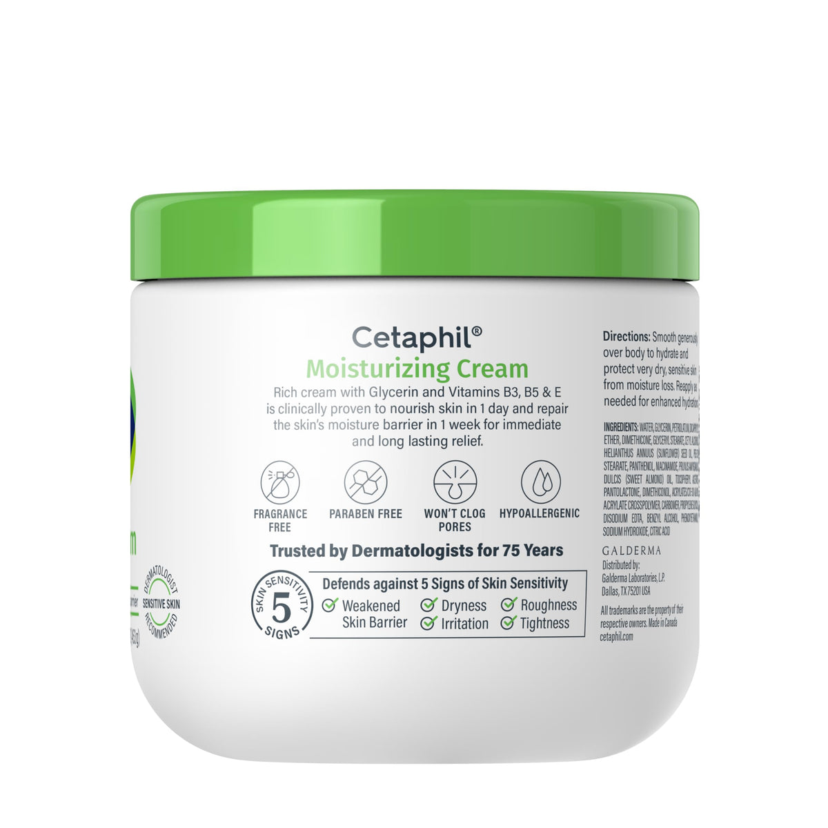 Cetaphil Moisturizing Cream, Dry Sensitive Skin, Fragrance Free, 16oz 2Pk