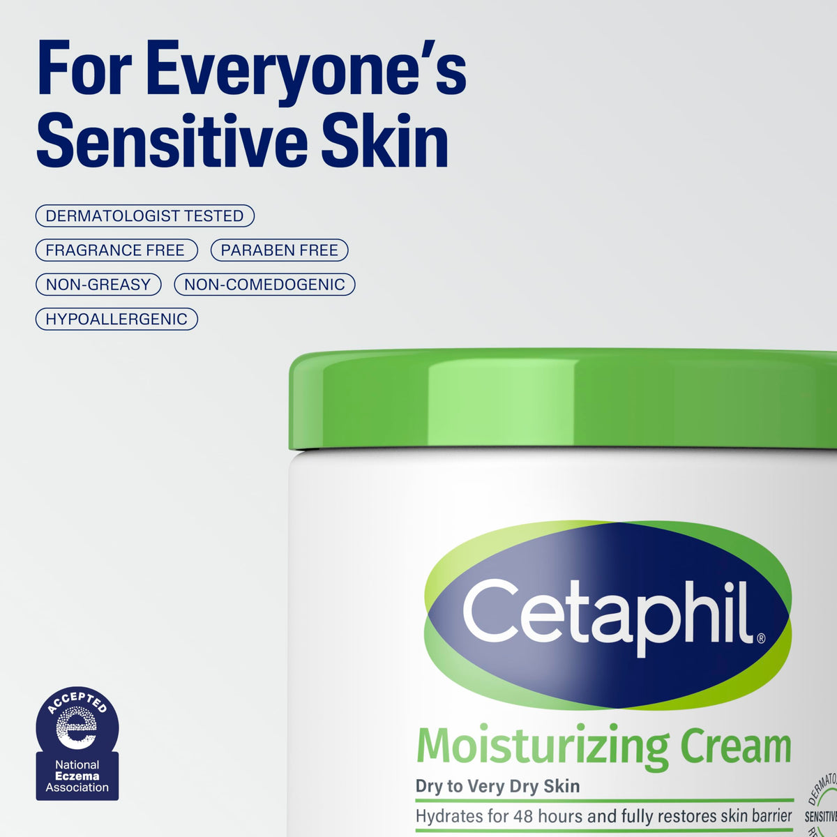 Cetaphil Moisturizing Cream, Face & Body Lotion Dry Sensitive Skin, 20oz