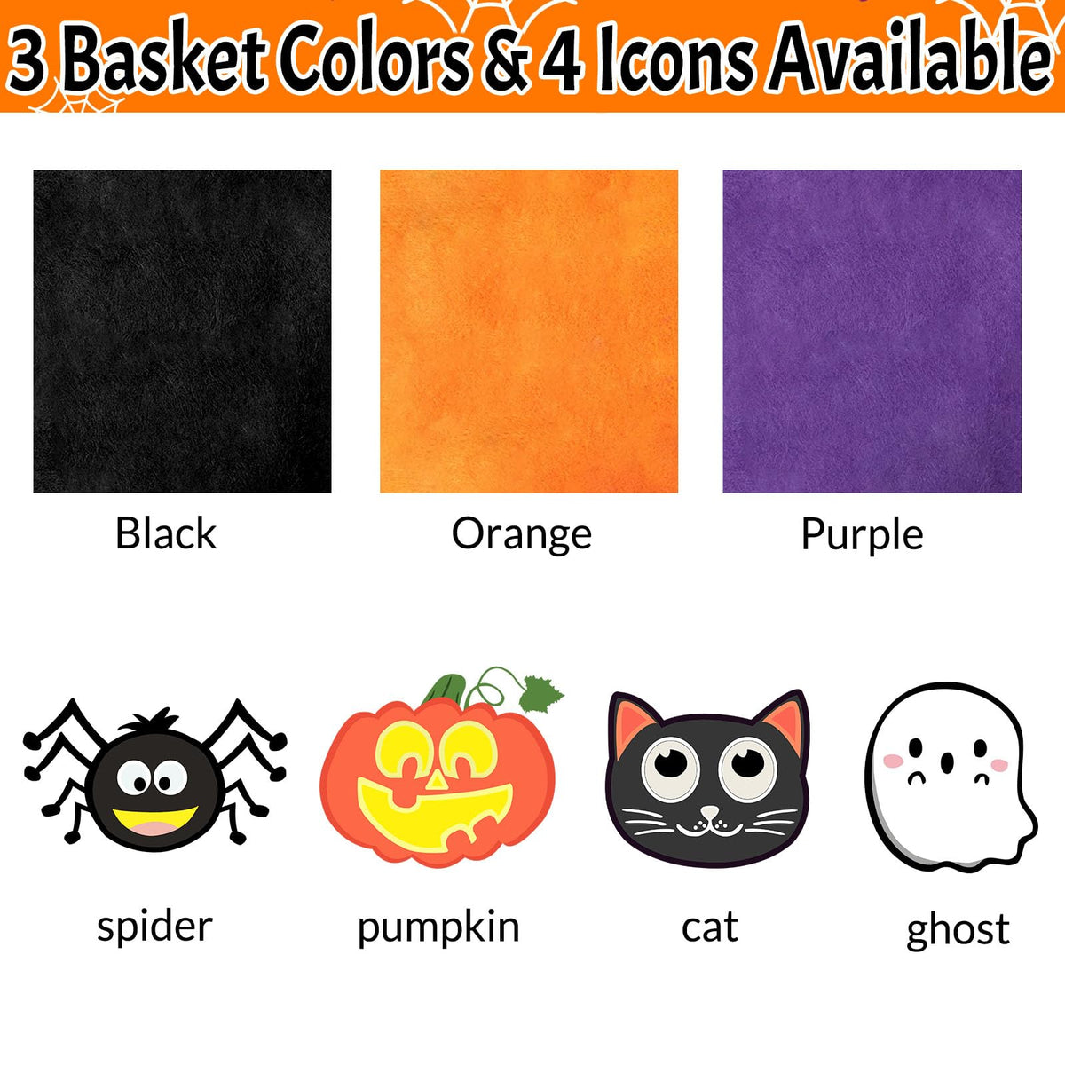 PFTPOW Personalized Halloween Basket with Name Custom Halloween Trick or Treat Bucket Bag Customized Candy Baskets Gift for Kids Boys Girls Orange